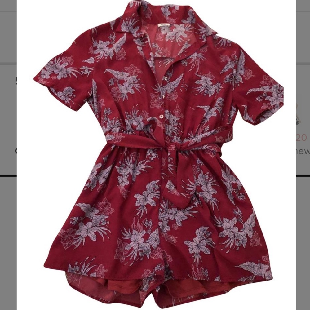 Kimchi Blue Belted Collared Romper